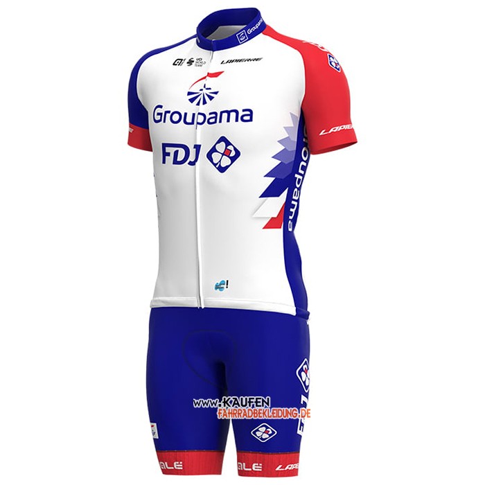 2021 Groupama-FDJ Kurzarmtrikot und Kurze Tragerhose Rot Blau